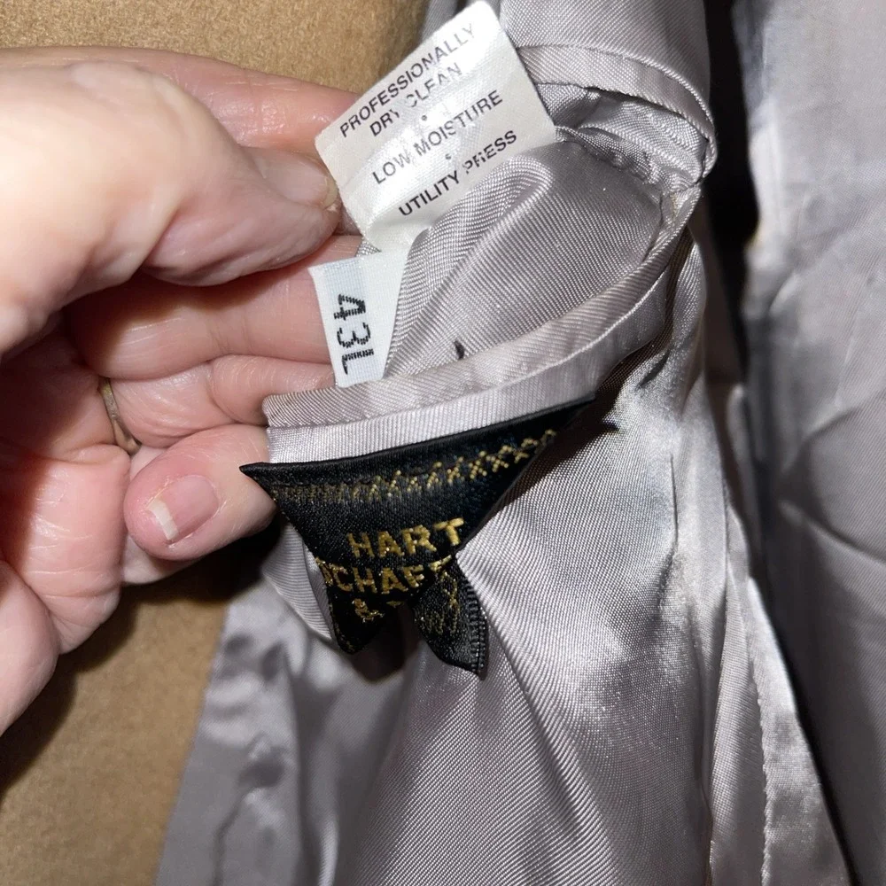 Hart Schaffner Marx Mens Beige Camel Hair Sport Coat‎ Jacket Blazer 43L 2-Button